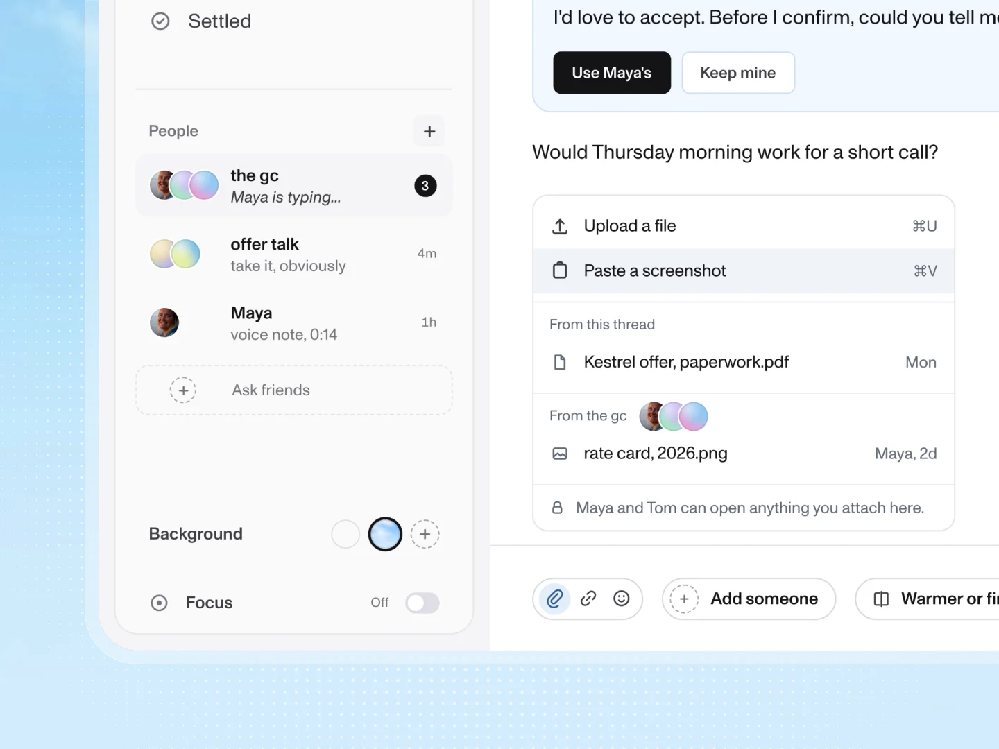 People, and pasting an attachment into a reply